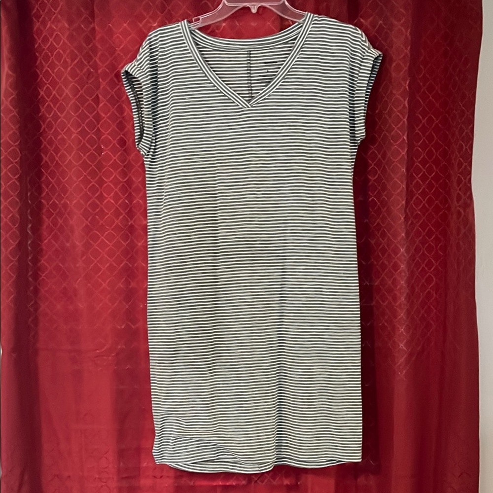 Sonoma Black and White Striped Midi Dress